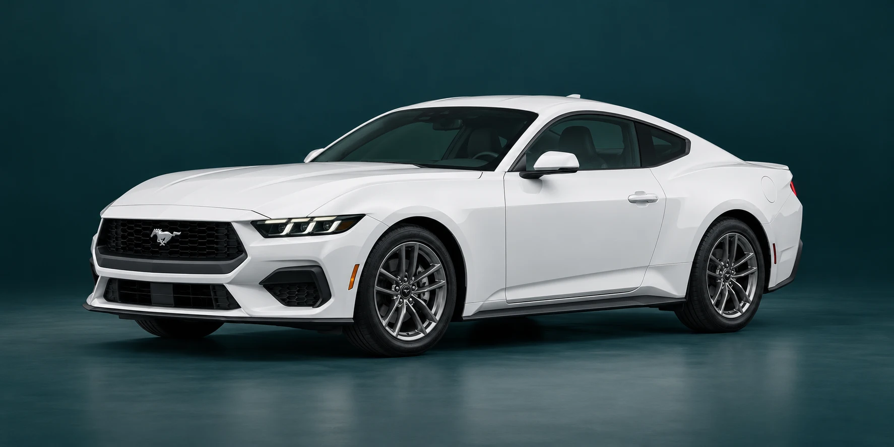 Build and order a Ford Mustang — representative white fastback coupe
