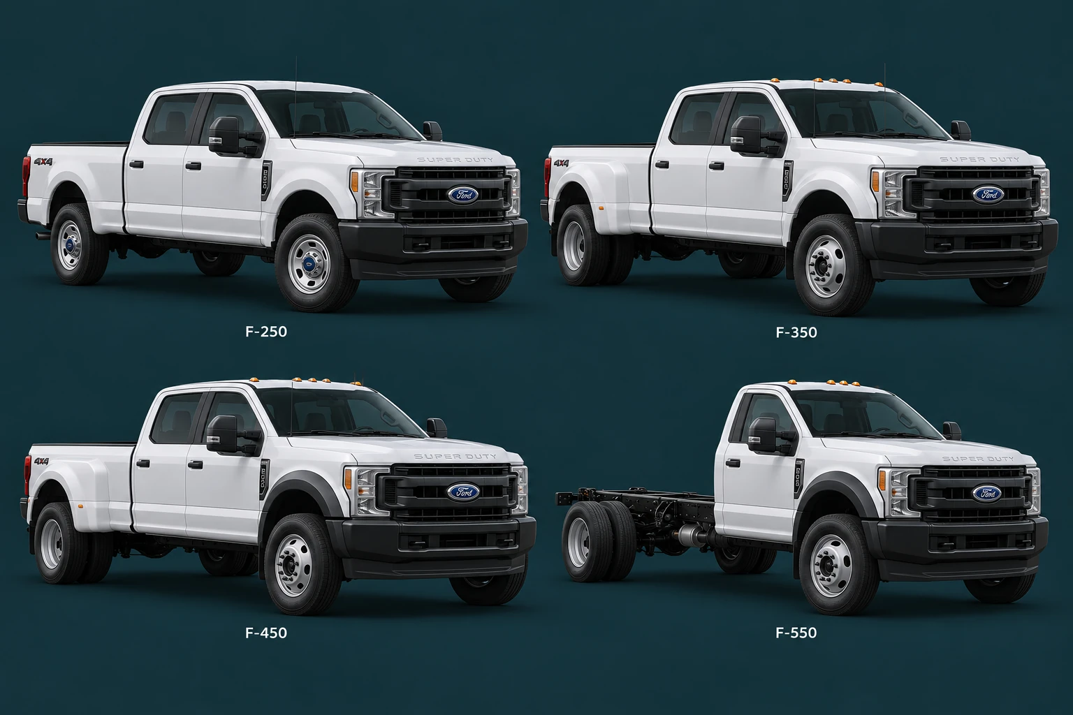 Compare and order Ford Super Duty trucks — F-250, F-350, F-450 and F-550 lineup