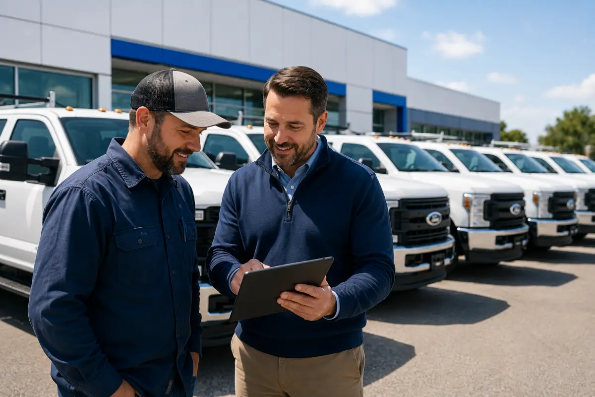 Commercial Fleet Manager Heloing Customer with Fleet Order