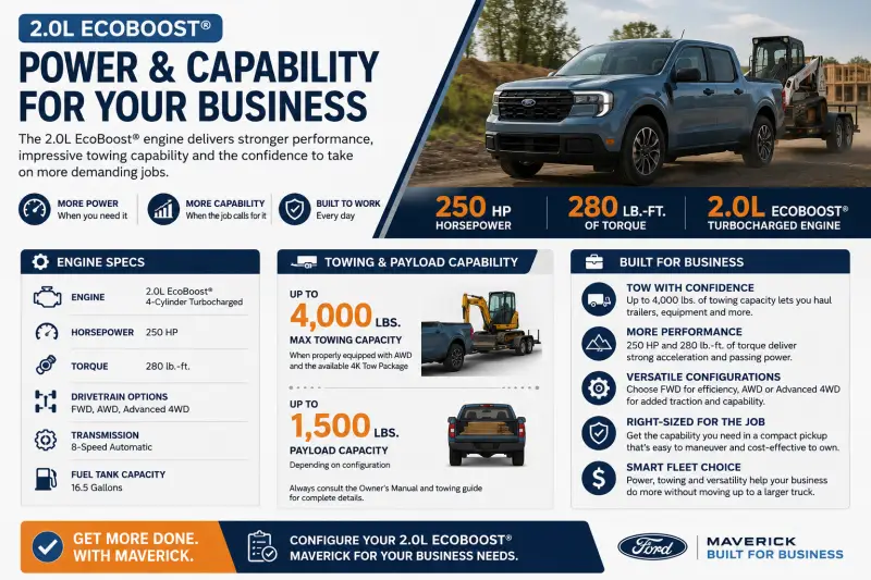 Ford Maverick 2.0L EcoBoost engine specifications for fleet buyers