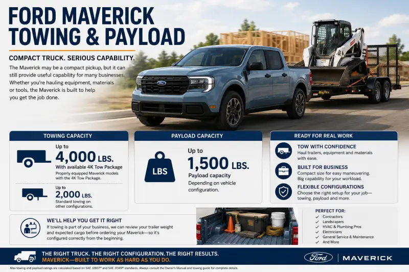 Ford Maverick towing and payload capacity for business fleet use