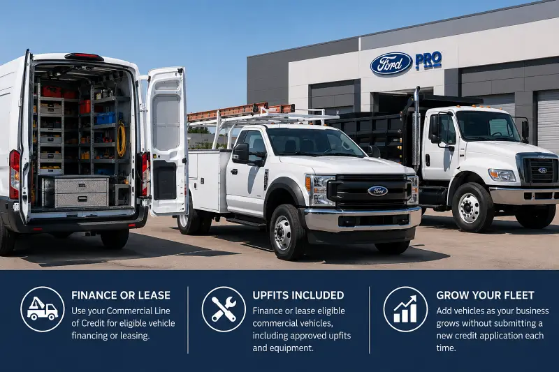 Ford commercial vehicles financed with a Commercial Line of Credit