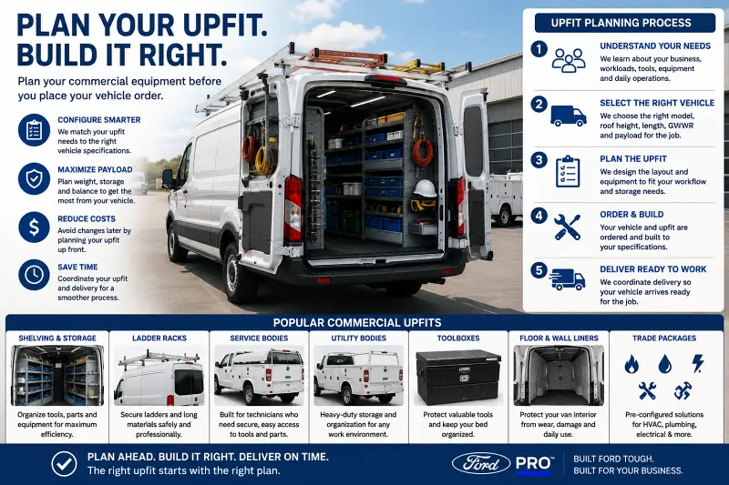 Ford commercial vehicle upfit planning for business trucks and vans