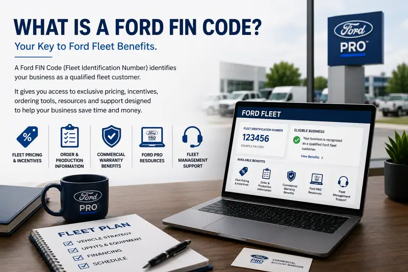Ford FIN Code benefits including fleet pricing, ordering information, commercial warranty and Ford Pro resources