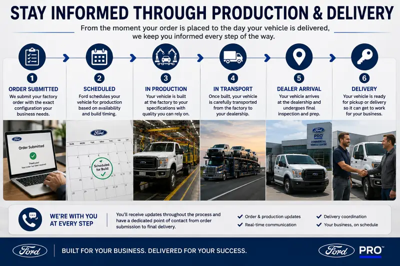 Ford fleet production tracking and delivery process from factory order through vehicle delivery