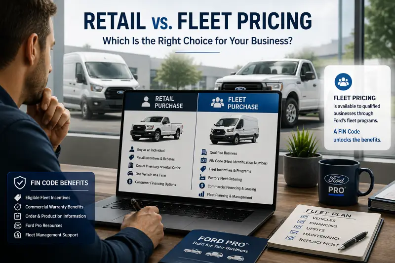 Ford retail vs fleet pricing comparison for business commercial vehicles