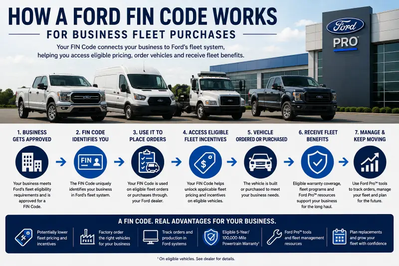 How a Ford FIN Code works for business fleet purchases, ordering, fleet pricing and Ford Pro benefits