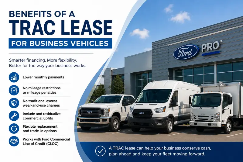 Benefits of a TRAC Lease for Business Vehicles Benefits of a TRAC lease for Ford commercial vehicles and business fleets