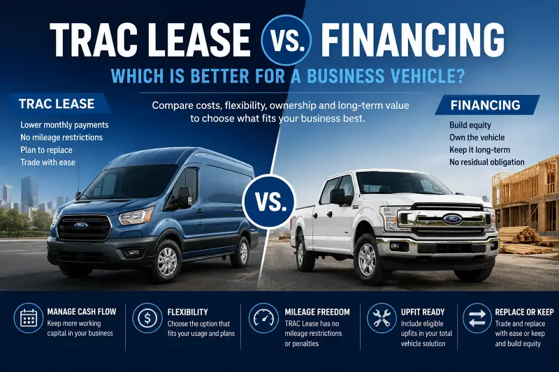 TRAC Lease vs. Financing for Business Vehicles TRAC Lease vs financing comparison for Ford business and commercial vehicles
